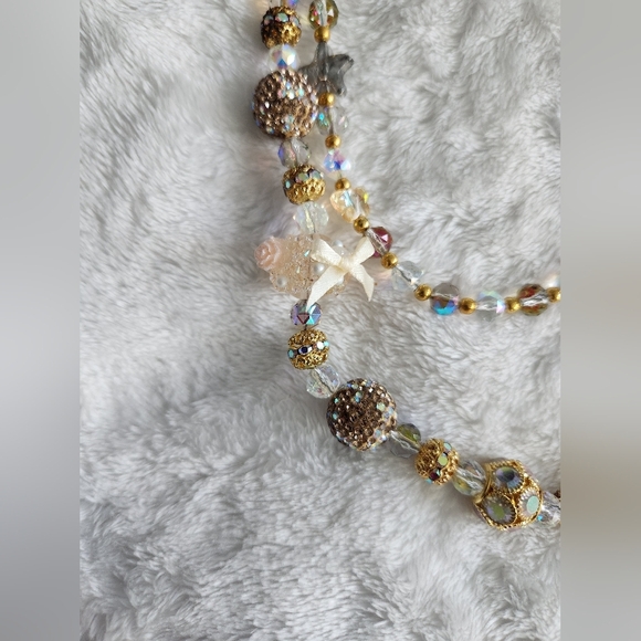 Gold and Brown Beaded Bag Charm Chain And Keychain Set Studded Boot Animal Print - Picture 7 of 16